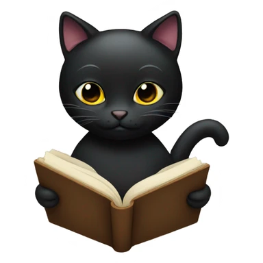 A black cat reading a book sticker