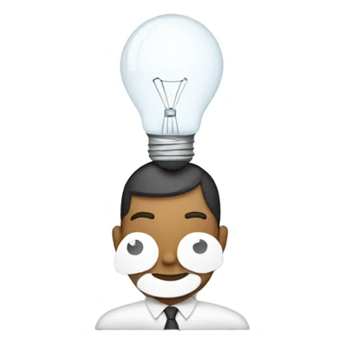 man with laptop and light bulb above head sticker
