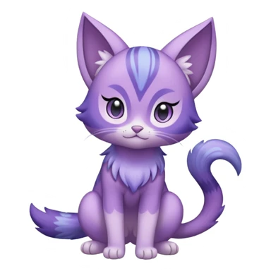 Soft Lavender-Lilac Pastel-Dew Glossy Gentle Small Meloetta-Purrloin-hybrid-creature (full body) sticker