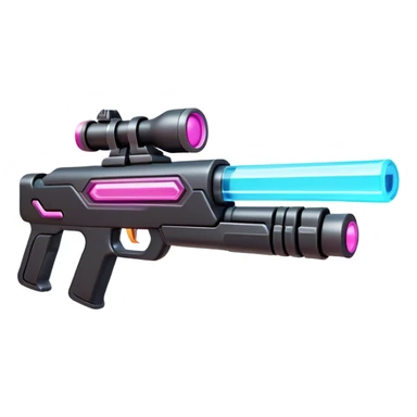 Clash of Clans aesthetic: Cinematic Playful Laser Rifle Emoji, rendered in a 3D vector-style similar to standard emojis with minimal shading and bold, simplified shapes. A compact, sleek energy weapon with futuristic contours and a glowing barrel, softly glowing with a sci-fi battle charm. Simplified yet unmistakably iconic, highly detailed and consistent, glowing with a soft pulsating radiance and high shine. Stylized with a touch of cosmic engineering and a soft glowing outline, capturing the essence of a cutting-edge energy armament with a playful, dynamic aura! sticker