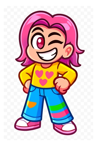 Extract every character from the picture. there is  5 character. So i need total 5 images of the character including the clothes and accessories they are wearing, and place on a transparent background. Keep the original style and appearance exactly the same. and separately give me the each character picture

 sticker