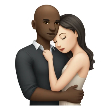 White girl dark hair kissing bald black man sticker