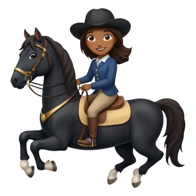 Brown girl on black shire horse  sticker