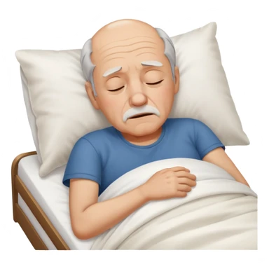 sleepy old man lying down on bed sticker