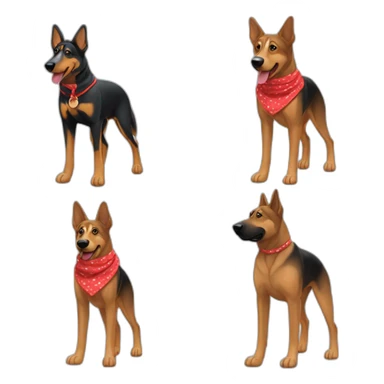 coonhound and German shepherd mix dog wearing small plain red bandana and walking left sticker