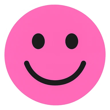 pink smiley face emoji, simple and iconic sticker