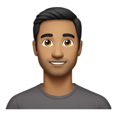 Indian guy light brown skin smooth black hair in his 30s no beard or mustache black eyes sticker