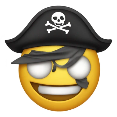 Smiley face with no teeth wearing pirate hat and eye patch  sticker