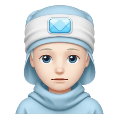 A person with headaches and a cold pack on the head sticker