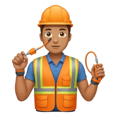 Electrician + cable coil + orange vest, Repair Crew. sticker