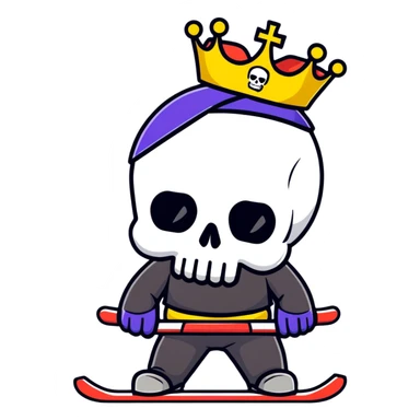 cool skull with a royal crown and a ski mask sticker