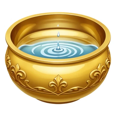 ornate gold bowl top view filled with water sticker