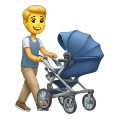 Man pushing stroller sticker