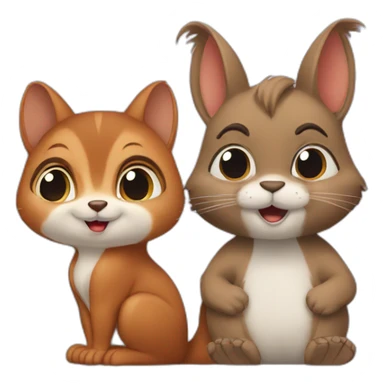 squirrel whispers something in the cat's ear sticker