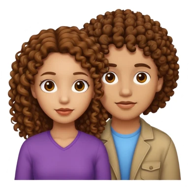 Light skin couple, girl with brown curly hair sticker
