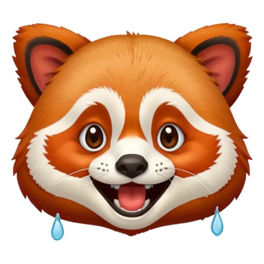 only the face of a red panda laughing emoji style with the laughing tears  sticker