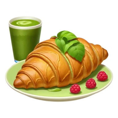 Giant Croissant with a coup of matcha and rasberry sticker