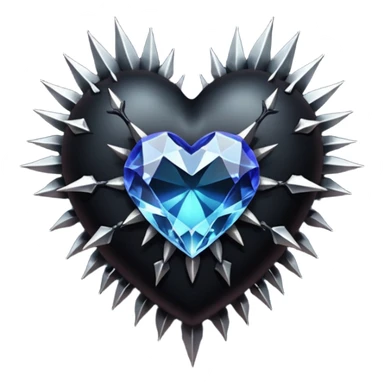 black heart with thorns and a crystal, dark romance sticker