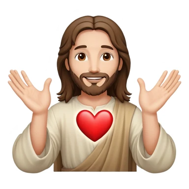 Joyful Jesus creating heart shape with hands sticker