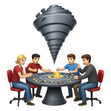 tornado carrying people at a game table sticker