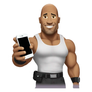 the rock holding a mobile phone sticker