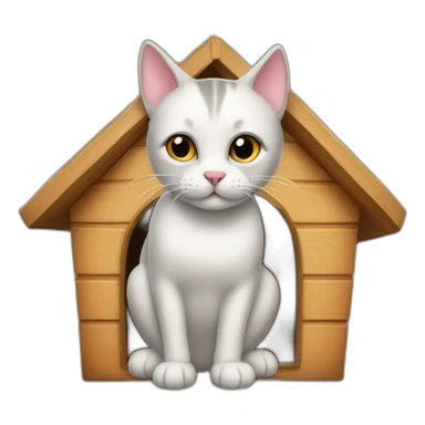 cat meow in doghouse sticker