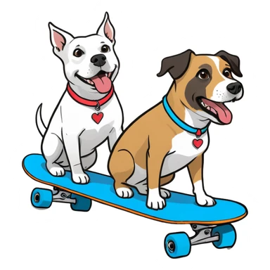 Three different dogs on skateboard  sticker