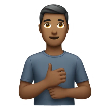 a man with hand posture (hoding object) sticker