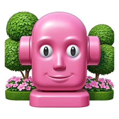 Jeff Koons style pink spam bust sculpture in a garden landscape  sticker