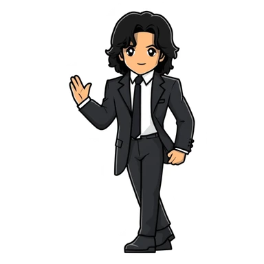 Michael Jackson with longer flowing hair in black suit sticker