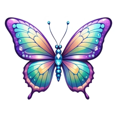Iridescent shiny glimmering beautiful glittery bcrystal utterfly  sticker