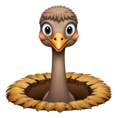 Ostrich with it's head inside a hole in the ground only it's body and neck visible sticker