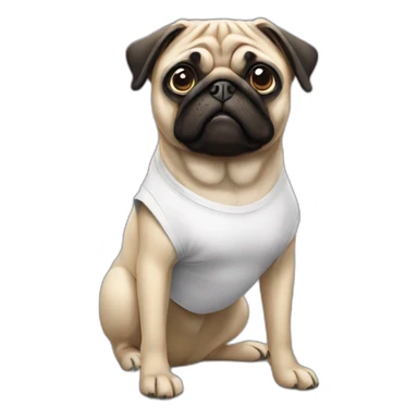 pug wearing a t-shirt sticker