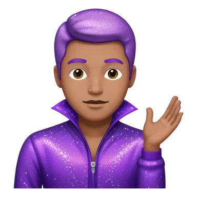 man supervisor wearing glitter purple glittery clothes sticker