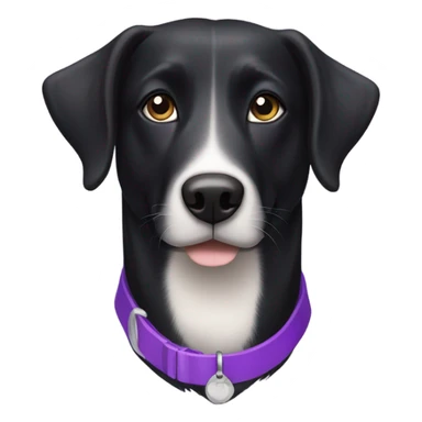 Black lab border collie mix with purple collar and light brown eyes sticker