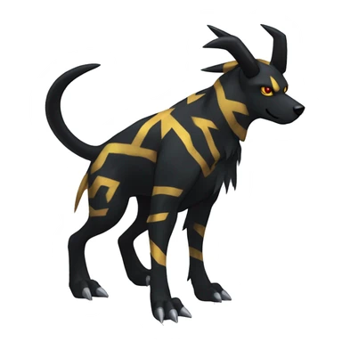 Cool Edgy Houndoom-Luxray Fakémon Digimon with Edgy markings, full body, outlined sticker