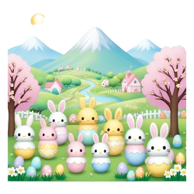 easter sanrio landscape  sticker