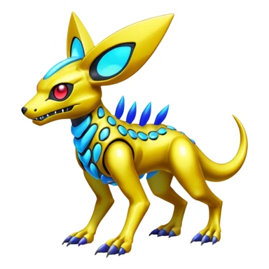  exotic colorful Protogen-Fakémon-Pokémon-Spectrobes-Digimon-Vernid-creature (full body) sticker