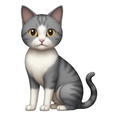 full body half dark grey and half white cat with white front legs sticker