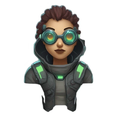 cyberpunk alien character desing scifi roguelike rpg style inspired by slay the spire digital art sticker