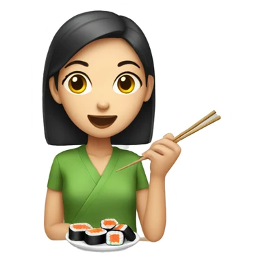 Girl eating sushi  sticker