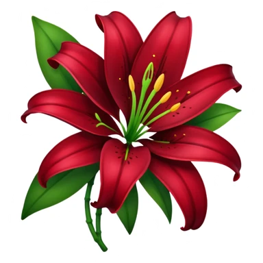 A lily flower in a dark cherry red colour with a stem sticker