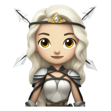 Supercell the tower princess , white skin , black hair with bow and 3 arrows sticker