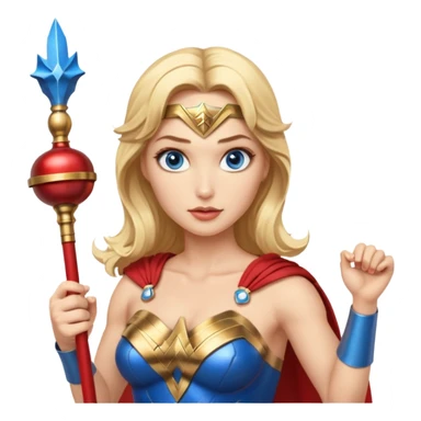 Blonde blue eyes Wonder Woman holding bell and baton sticker