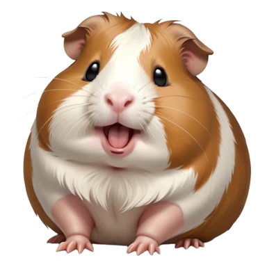 Cinematic Cute Yawning Brown and White Banded Guinea Pig Portrait Emoji, Head tilted slightly with a dramatic, wide-open yawn, revealing a soft, banded coat of brown and white with tiny, droopy ears, round dark eyes barely open in drowsy contentment, Simplified yet irresistibly adorable features, highly detailed, glowing with a soft, cozy glow, high shine, relaxed yet expressive, stylized with a touch of whimsy, bright and endearing, soft glowing outline, capturing the essence of a sleepy yet affectionate guinea pig, so drowsy it feels like it could stretch out of the screen and curl up for a nap! sticker