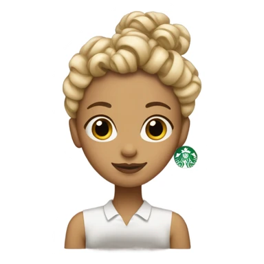girl holding starbucks blonde hair in a curly bun sticker