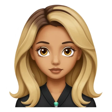 Jade Thirlwall with long dark brown hair with blonde highlights sticker