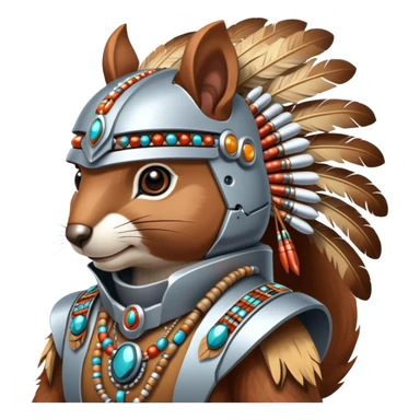 Full Robotic squirrel wearing native American regalia with feathers and beads sticker