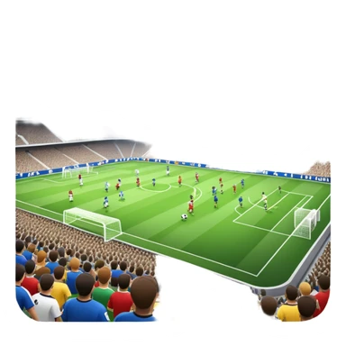 An icon showing a soccer stadium filled with close-up players in action, inspired by EA Sports FC 25. The design features players on the field, with the stadium lights shining brightly and a lively crowd in the stands. Transparent background highlights the energy and excitement of the match. sticker