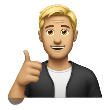 guy pointing to his jawline sticker